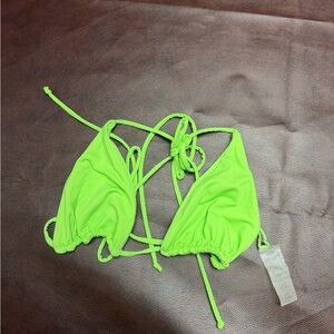 Good American Neon Green Triangle String Bikini Top